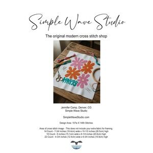 Boho Abstract Flower Hippie Art Counted Cross Stitch Pattern KIT
